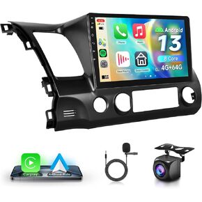 Android Car Stereo Radio for Honda Civic 2006-2011 with Apple Carplay GPS, Rimoody 10 Inch Touchscreen Android Auto Mirror Link Bluetooth FM/RDS WiFi EQ SWC Backup Camera