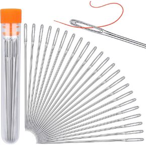 Hand Sewing Needles, 2.56-inch Large Eye Sewing Sharp Needles, Leather Needle Embroidery Thread Needle for Crafts, Repair Stitching with a Bottle(23 PCS)