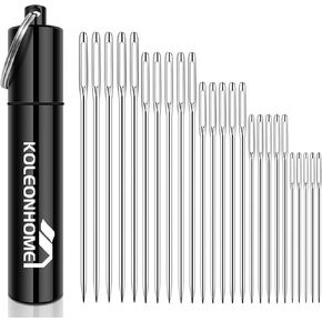 KOLEONHOME 60 Pcs Large Eye Sewing Needles, Embroidery Needles, 5 Sizes, Needles for Sewing, Embroidery Needles for Hand Sewing,Big Eye Sewing Needles with Aluminum Storage Tube