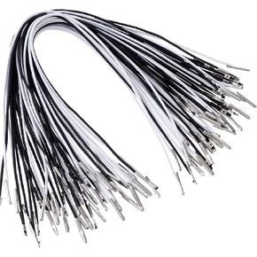 40 Pcs Elastic Barbed Cords with Metal Ends, Stretch Loop Band Mask Lanyard Rope, Round String Extender Strap for Mask, DIY Crafts, Party (Black, White)