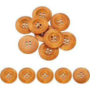 Uxcell 100pcs أزرار خشبية ، 38 ملم (1 1/2 ")