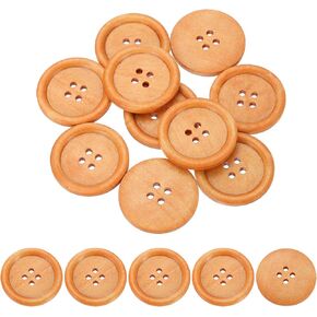 uxcell 50Pcs Wooden Buttons, 38mm(1 1/2") 4 Hole Round Wood Sewing Button Craft Flatback for Sewing DIY Craft Clothing, Natural Wood