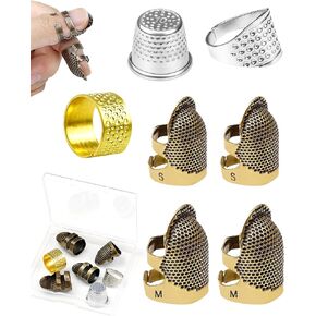 FIVEIZERO Thimble Kit– 7 PCS Sewing Thimbles for Hand Sewing, Metal Finger Protectors, Thimble Ring for Quilting and Embroidery