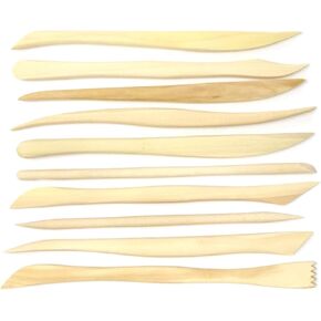 Honbay 10-Piece Double Ended Wooden Mini Modeling Tools Clay Sculpture Tools for Cutting, Carving and Smoothing