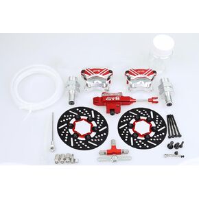 GTB New Metal Front Wheel Hydraulic Brake System Kit with Steel Disc for 1:5 Scale RC 1 5 Gas Car HPI Rovan KM Baja 5b 5t ss 5sc, Red