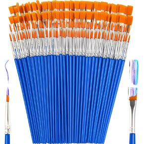 Small Paint Brushes Bulk, 160 Pcs Flat Tip Round Acrylic Paint Brushes for Kids Classroom Acrylic Watercolor Canvas Face Painting Touch Up
