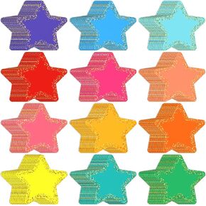 JUNEBRUSHS Star Cutouts, 120Pcs Confetti Star Cutouts for Bulletin Board Decorations, Assorted Colors Paper Star Cutouts Classroom Wall Decor DIY Crafts