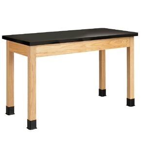 Diversified Classroom Science Table, 24" x 60" ChemGuard Worksurface, 30" High, Solid Oak Construction, Made in The USA