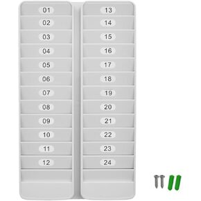 Badge Rack Wall Mount, Card Holder to Keep Swipe Cards, Room Cars VIP Cards, ID Card Rack with Number Lightweight Durable Plastic, Gray (24 Slots)