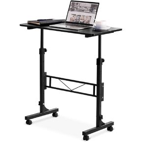 Small Standing Desk Adjustable Height, Mobile Stand Up Desk with Wheels, 32 Inch Portable Rolling Desk Small Computer Desk, Portable Laptop Desk Standing Wood Rustic