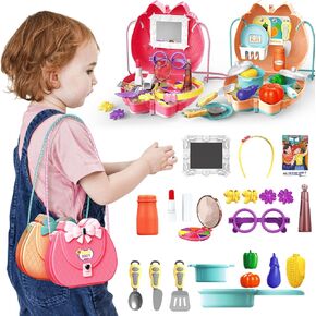 Toy Choi's Kids Pretend Makeup for Girl - 3 in 1 Kids Fake Makeup Girls Toys with Adjustable Strap - Girl Makeup Sets for Toddler Kid Christmas Birthday Gifts Toys for 3 4 5 6 7 8 Year Old Girls