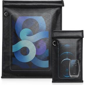 OMKHE 2 Pack Faraday Bags, Faraday Bags for Tablets, Faraday Bags for Phones Car Keys, Waterproof and Fireproof Faraday Cages Key Fob Signal Blocker RFID Faraday Pouch Antitheft Products