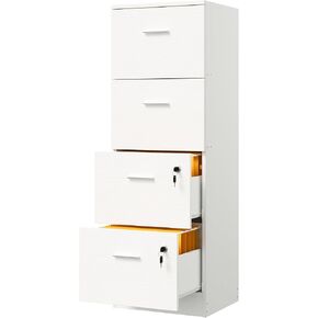 DWVO File Cabinets for Home Office 4 Drawer Filing Cabinet Office Vertical Files Storage File Drawers for A4 & Letter-Sized Documents,White