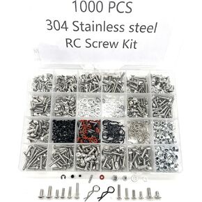600pcs Universal RC Screw Kit Screws Assortment Set Hardware Fasteners for Traxxas Axial Redcat HPI Arrma SCX10 Losi 1/8 1/10 1/12 1/16 Scale RC Cars Trucks Crawler, RC Screw Kit, Car Body Clips Pins