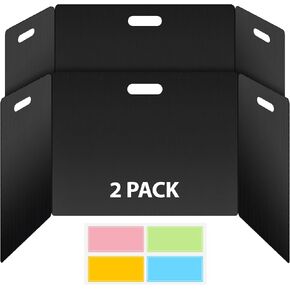 2 Pack Privacy Folders for Students - Durable & Waterproof Plastic Study Desk Dividers,Test Dividers for Classroom,Easy to Clean Privacy Shields & Boards - Includes Extra 4 Labels