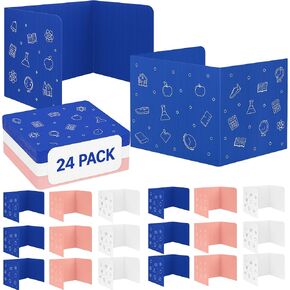 FocusFolders 24 Pack- Privacy Folders for Students 24 Pack with Storage Box - Classroom Privacy Shields for Student Desks, 3 Unique Colors & 3x Layer Plastic Sheets, Student Privacy Folders for Desks