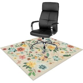 Anidaroel Floral Office Chair Mat for Hardwood Floor, 48"x60" Desk Chair Mat for Hard Floors, Under Desk Rug for Rolling Chair, Anti-Slip Computer Chair Mats, Low Pile Carpet Protector Mat