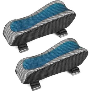 QWORK Ergonomic Armrest Pads - Set of 2 Memory Foam Elbow Support Cushions with Cooling Gel, Mesh Cover for Office and Gaming Chairs