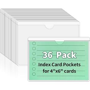 Storage Bin Labels, 36 Pack 3x5 Index Card Holder, Clear Adhesive Pockets, Removable Tote Labels Stickers for Packing Moving Box & Containers, Easy Peel Off