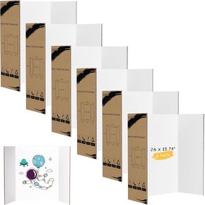 HAUTOCO 12 Pack Trifold Poster Board 26'' x 15.74'' Medium Tri Fold Project Boards White Corrugated Presentation Cardboard for Science Fairs, School Projects, Event Displays, Business