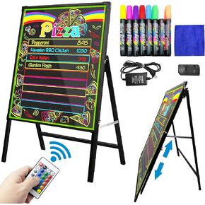 Montex LED Message Board 32" x 24" Self-Standing LED Signs, Menu Board with Adjustable Height, Aluminum Frame, for Stores, Bars, Restaurants, Plug in or Compatible with Power Bank