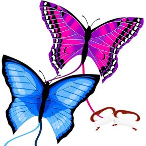 TOY Life 2 Pack Kites for Kids Ages 4-8 8-12, Large Butterfly Kites for Adults and Toddlers Age 3-5, Outdoor Toy Games Beach Kite Easy to Fly for Girls Boys