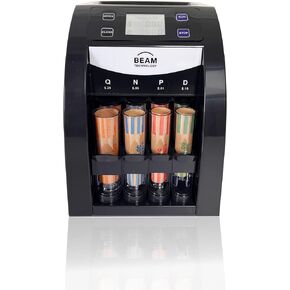 Beam Coin Sorter, 2 Row with Quick-Access Lid, Patented Anti-Jam Technology, Coin Wrapper Starter Pack Included, Digital Display with Value Counting Coin Counter (CSD-2000)