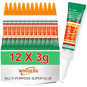 12 × 3G غراء فائق واضحة ، لاصق قوي ، غراء فائق الجفاف سريع الغراء cyanoacrylate للخشب ، المطاط ، الجلد ، البلاستيك ، المعاد