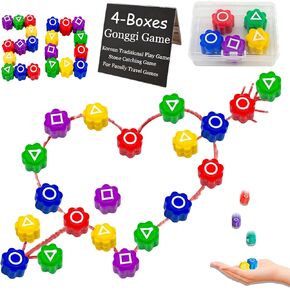 3 Packs Gonggi Game Set，Korean Folk Game Set, Stone Catching Game Double-Sided Korean,Korean Traditional Gong Gi Game Play,Family Travel Games Gifts Valentine Classroom Students Gift