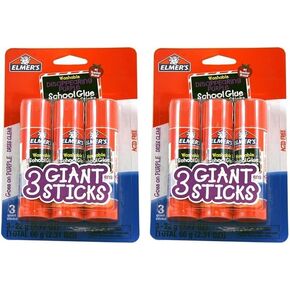 Elmer's Disappearing Purple School Glue Sticks, Washable, 22 Grams, 3 Count (Pack of 2)