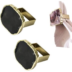 White Quartz Crystal Napkin Rings Set of 2 Natural Gemstone Napkin Ring Holder for Party Decoration, Dinning Table, Everyday Day, Family Gatherings, Great Tabletop Décor (White Quartz, 2pcs)