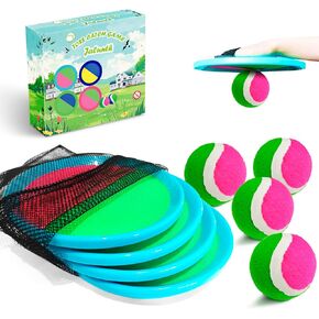 Jalunth Ball Catch Set Game Toss Paddle - Beach Toys Back Yard Outdoor Games Pool Backyard Target Throw Catch Sticky Set Age 3 4 5 6 7 8 9 10 11 12 Years Old Boys Girls Kids Easter Gifts Blue