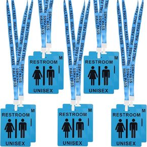 10PCS Hall Passes for Classrooms Bathroom Passes for Classrooms Restroom Pass Classroom Passes with lanyards Unisex Restroom Pass Suitable for Office, Restaurant, Gas Station