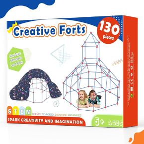 Tiny Land Kids-Fort-Building-Kit-130 Pieces-Creative Fort Toy for 5,6,7,8 Years Old Boy & Girls-STEM Building Toys DIY Castles Tunnels Play Tent Rocket Tower Indoor & Outdoor in Saudi Arabia