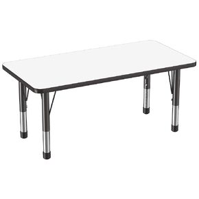 Factory Direct Partners 10157-Debk-Debk-Erase Rectangle Activity School and Classroom Kids Table (24 "× 48") ، أرجل الأطفال الصغار ، ارتفاع قابل للتعديل 15-24 "-حافة السبورة/السوداء السوداء