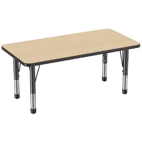FDP Rectangle Activity School و Kids Classroom Table (24 × 48 بوصة) ، أرجل طفل صغير ، ارتفاع قابل للتعديل 15-24 بوصة - أعلى القيقب والحافة السوداء
