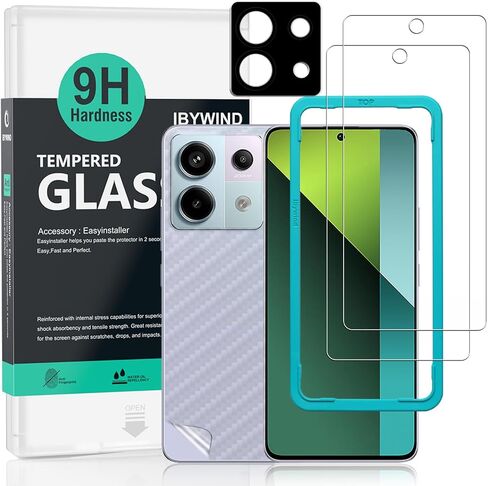 Ibywind 2 Pack Screen Protector For Xiaomi Redmi Note 13 Pro 4G 6.67",9H Hardness Tempered Glass,With 1Pc Camera Lens Protector,1Pc Back Carbon Fiber Film in Saudi Arabia
