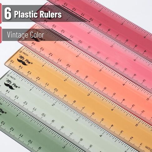 Mr. Pen- Plastic Rulers, 12 Inch, 6 Pack, Pastel Colors, Metric & Imperial, Clear Ruler Set, Cute Ruler 12 Inch, Clear Ruler 12 Inch Ruler, Rulers 12 Inch, Plastic Ruler 12 Inch, Rulers for Kids in Saudi Arabia