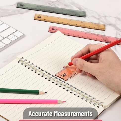 Mr. Pen- Plastic Rulers, 12 Inch, 6 Pack, Pastel Colors, Metric & Imperial, Clear Ruler Set, Cute Ruler 12 Inch, Clear Ruler 12 Inch Ruler, Rulers 12 Inch, Plastic Ruler 12 Inch, Rulers for Kids in Saudi Arabia