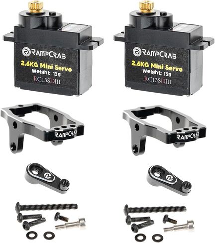 RAMPCRAB RC STEERING SERVO مع قوس Mount Mount و Servo Horn لسيارة TRX4M RC ، 1/18 ترقيات أجزاء ، مناسبة ل TRX4-M Bronco ، Defender ، K10 (Red Horn) in Kuwait