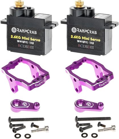 RAMPCRAB RC STEERING SERVO مع قوس Mount Mount و Servo Horn لسيارة TRX4M RC ، 1/18 ترقيات أجزاء ، مناسبة ل TRX4-M Bronco ، Defender ، K10 (Red Horn) in Kuwait
