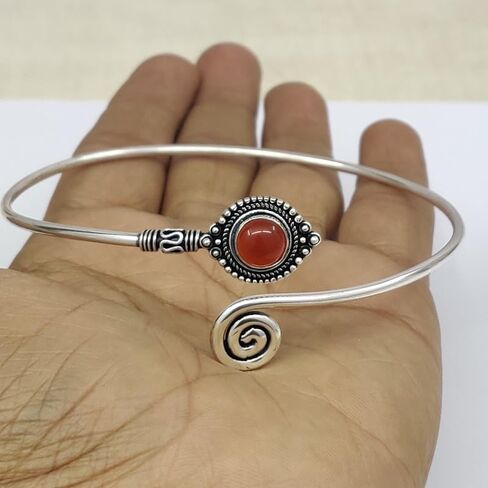 Turquoise Stone Silver Adjustable Arm Cuff, Boho Upper Arm Bracelet, Spiral Arm Cuff, Gemstone Armlet, Sun Bohemian Jewelry Gift in Saudi Arabia