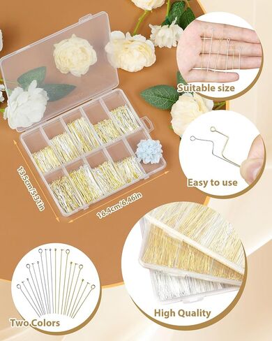FIVEIZERO Eye Pins and Flat Head Pins for Jewelry Making, 900 PCS Metal Eyepins, Headpins & Ball Head Pins for DIY Earrings, Necklaces, Bracelets, Pendants, 1.2", 1.6", 2", Gold & Silver in Saudi Arabia