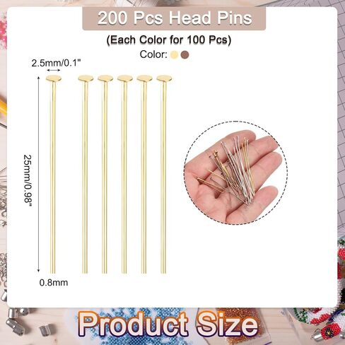Meccanixity 200pcs دبابيس رأس مسطح للمجوهرات صنع دبابيس رأس مسطحة 25 مم دبابيس رأس المجوهر in Kuwait