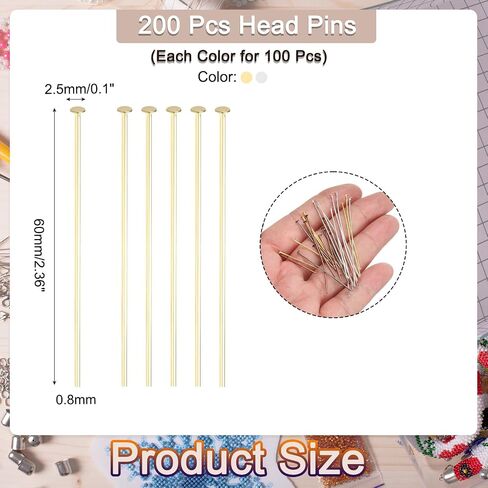 Meccanixity 200pcs دبابيس رأس مسطح للمجوهرات صنع دبابيس رأس مسطحة 25 مم دبابيس رأس المجوهر in Kuwait