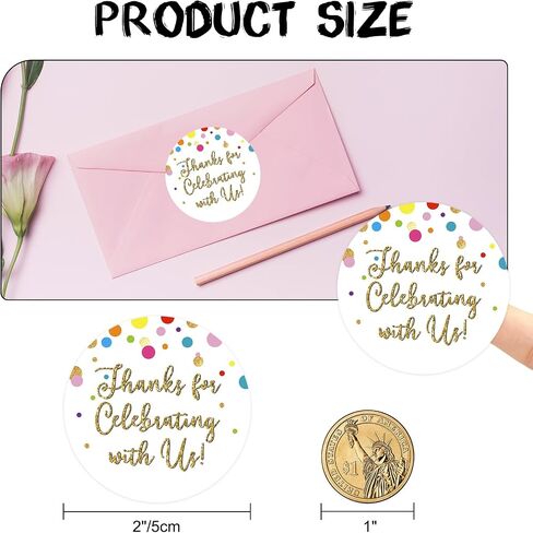 Joycraft 60pcs شكرًا لك على الاحتفال مع ملصقات Me ، 2 "أبيض شكرًا لك على ملصقات الهدايا ، وملصقات مستديرة ذاتية ، وملصقات هدايا شخصية للحزمة ، والأكياس ، وأختام المغلف ، وصالح الحفلات in Kuwait