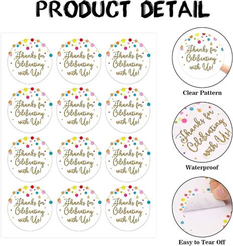 Joycraft 60pcs شكرًا لك على الاحتفال مع ملصقات Me ، 2 "أبيض شكرًا لك على ملصقات الهدايا ، وملصقات مستديرة ذاتية ، وملصقات هدايا شخصية للحزمة ، والأكياس ، وأختام المغلف ، وصالح الحفلات in Kuwait