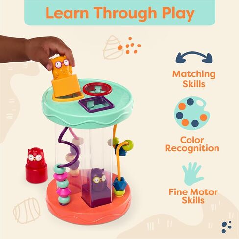 B. Toys – Shape Sorter – Sorting Toy with 3 Owls – Colorful Shapes, Bead Maze & Fun Sounds – Developmental & Educational Game for Babies & Toddlers – Hooty-Hoo – 10 Months + in Kuwait
