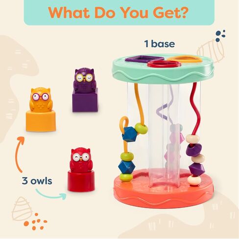 B. Toys – Shape Sorter – Sorting Toy with 3 Owls – Colorful Shapes, Bead Maze & Fun Sounds – Developmental & Educational Game for Babies & Toddlers – Hooty-Hoo – 10 Months + in Kuwait