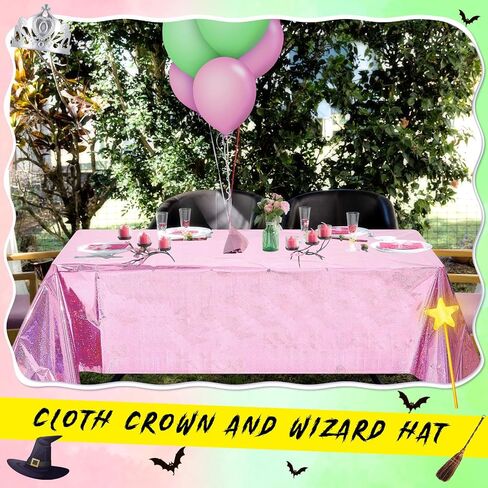 2 pcs tablecloth tableth for party pink and green 54 "× 108" قزحيات البلاستيك المعدنية اللمعان اللمعان يغطي الساحرة الأميرة الساحرة in Kuwait
